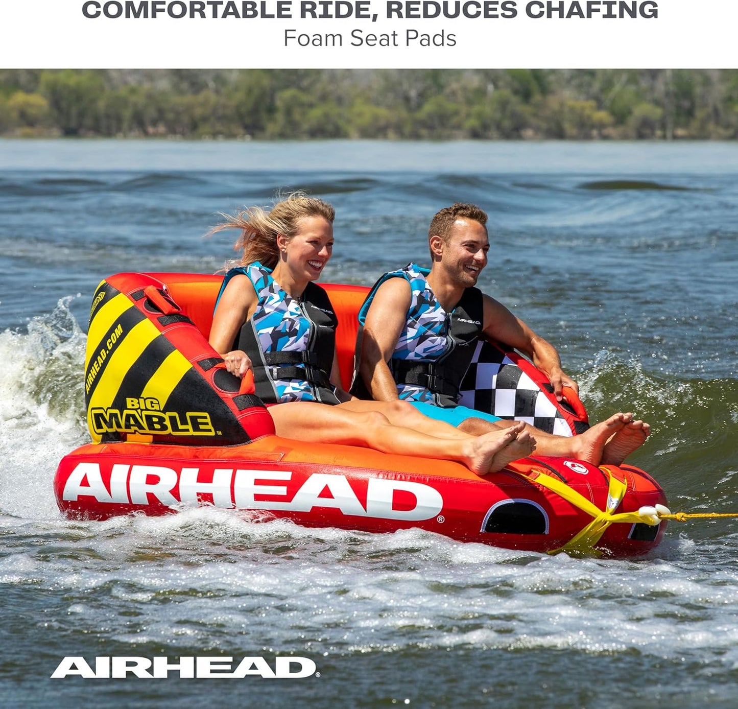 Mable Inflatable Towable Tube | 1-4 Rider Models | Dual Tow Points | Full Nylon Cover | EVA Foam Pads | Patented Speed Valve | Boat Tubes and Towables