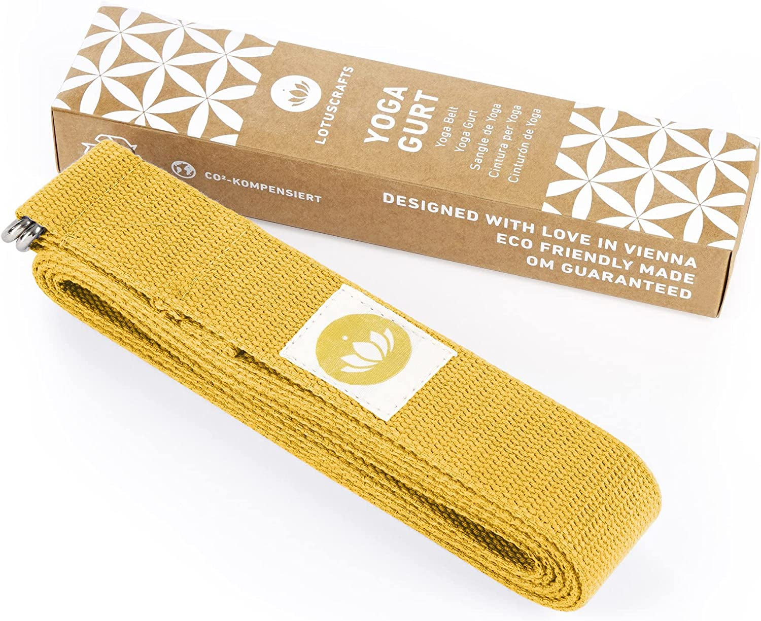 Yoga Strap for Stretching - 100% Organic Cotton - Yoga Belt Strap with Adjustable D-Ring Buckle - Yoga Band - Yoga Stretching Strap for Flexibility 8 FT