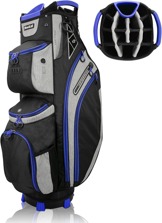 14 Way Golf Cart Bag for Push Bag Classy Design Full Length with Cooler, Rain Hood, Putter Well