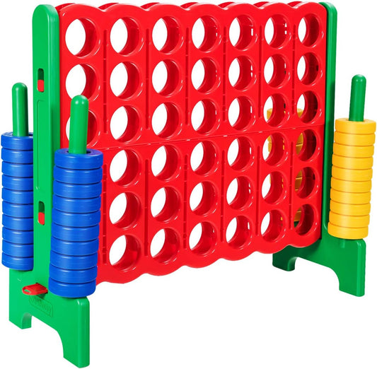 Jumbo 4-To-Score Giant Game Set, 4 in a Row for Kids and Adults, 3.5FT Tall Indoor & Outdoor Game Set with 42 Jumbo Rings & Quick-Release Slider, Perfect for Holiday Party & Family Game, Green