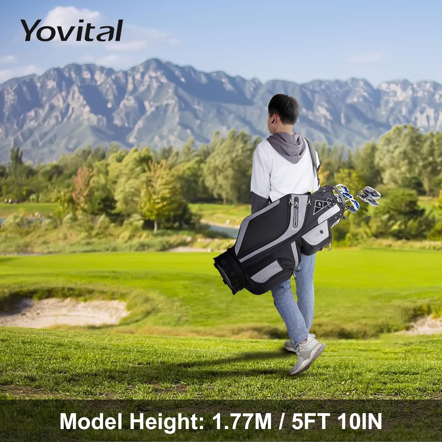 14 Way Golf Cart Bag for Push Bag Classy Design Full Length with Cooler, Rain Hood, Putter Well