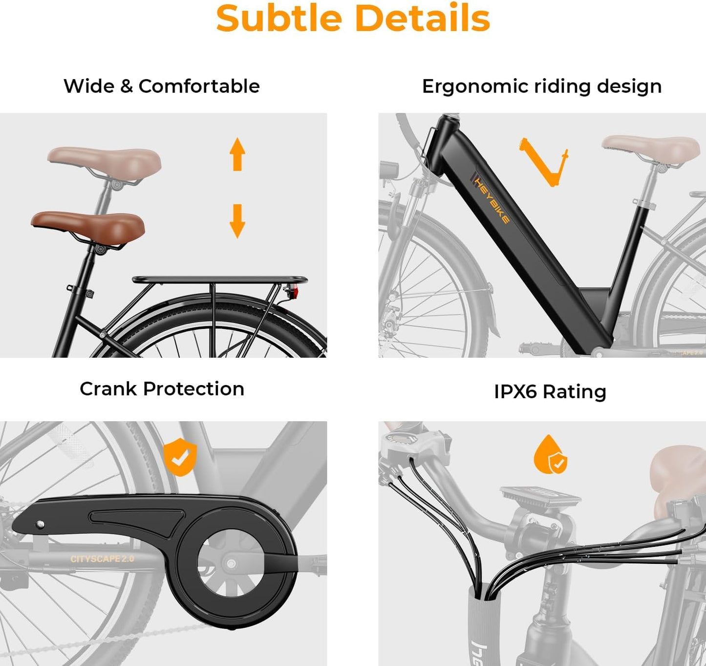 Cityscape 2.0 Electric Bike for Adults with 1000W Motor Peak,468Wh Removable Battery and up to 50Miles 24MPH,UL Certified 26" Electric Commuter Bike with 7-Speed and Front Suspension.