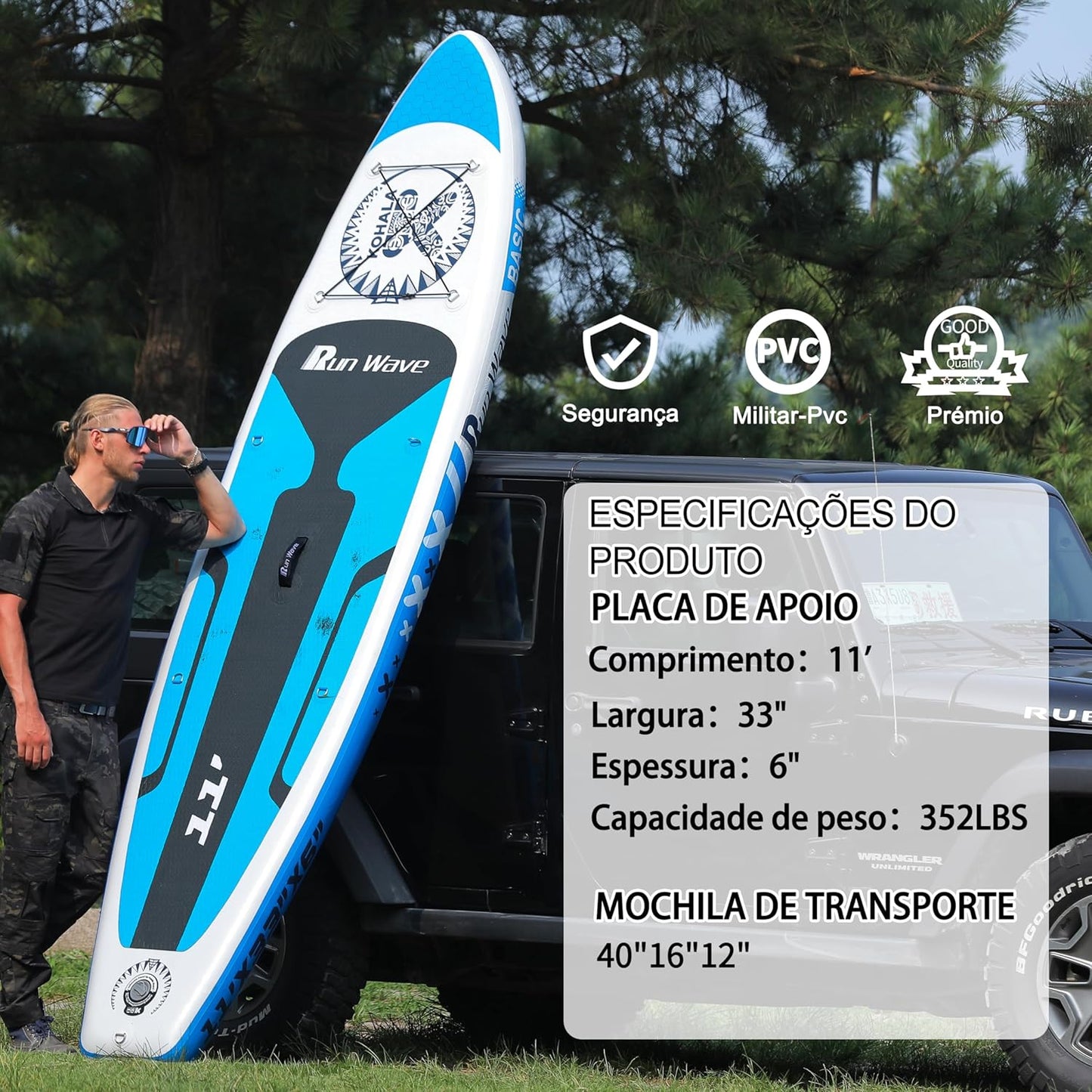 Inflatable Stand up Paddle Board 11'×33''×6''(6'' Thick) Non-Slip Deck with Premium SUP Accessories | Wide Stance, Bottom Fins for Surfing Control | Youth Adults Beginner